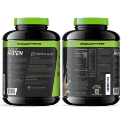 MusclePharm Combat Protein Powder vanilla packaging showcases sport focused branding.