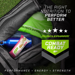 MusclePharm Combat Ready Bar nutrition facts back displaying protein and fiber.