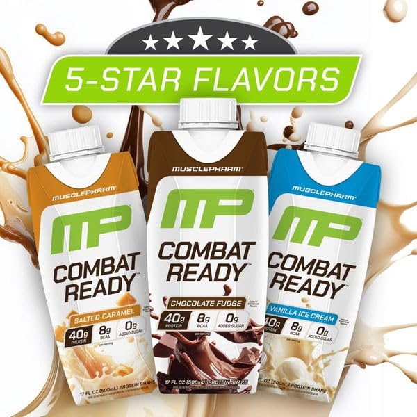 MusclePharm Combat Ready nutrition facts label emphasizing 40g protein and amino acids