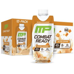 MusclePharm Combat Ready salted caramel bottle for on-the-go protein.