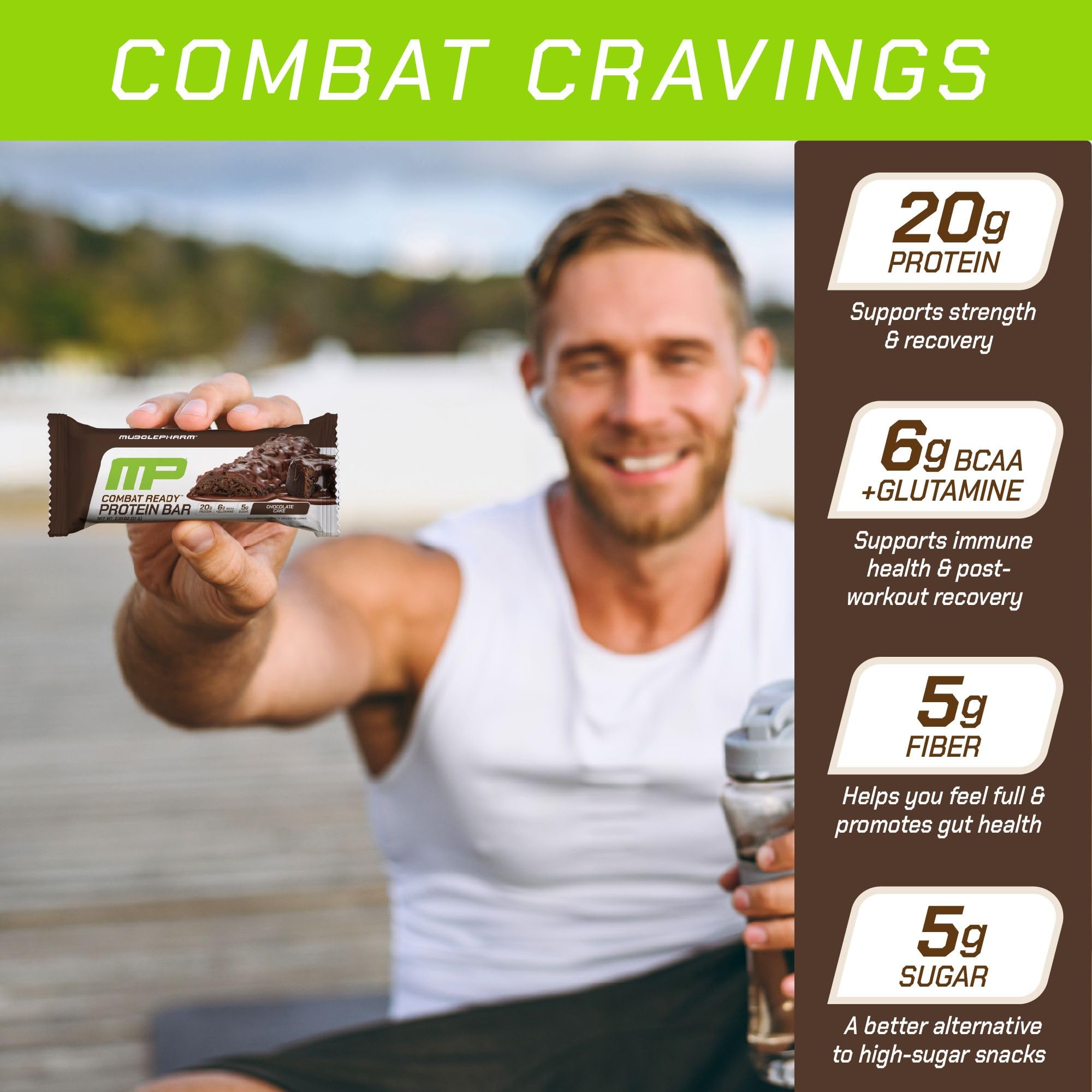 Chicory root fiber ingredient label on MusclePharm Combat Sport Bar