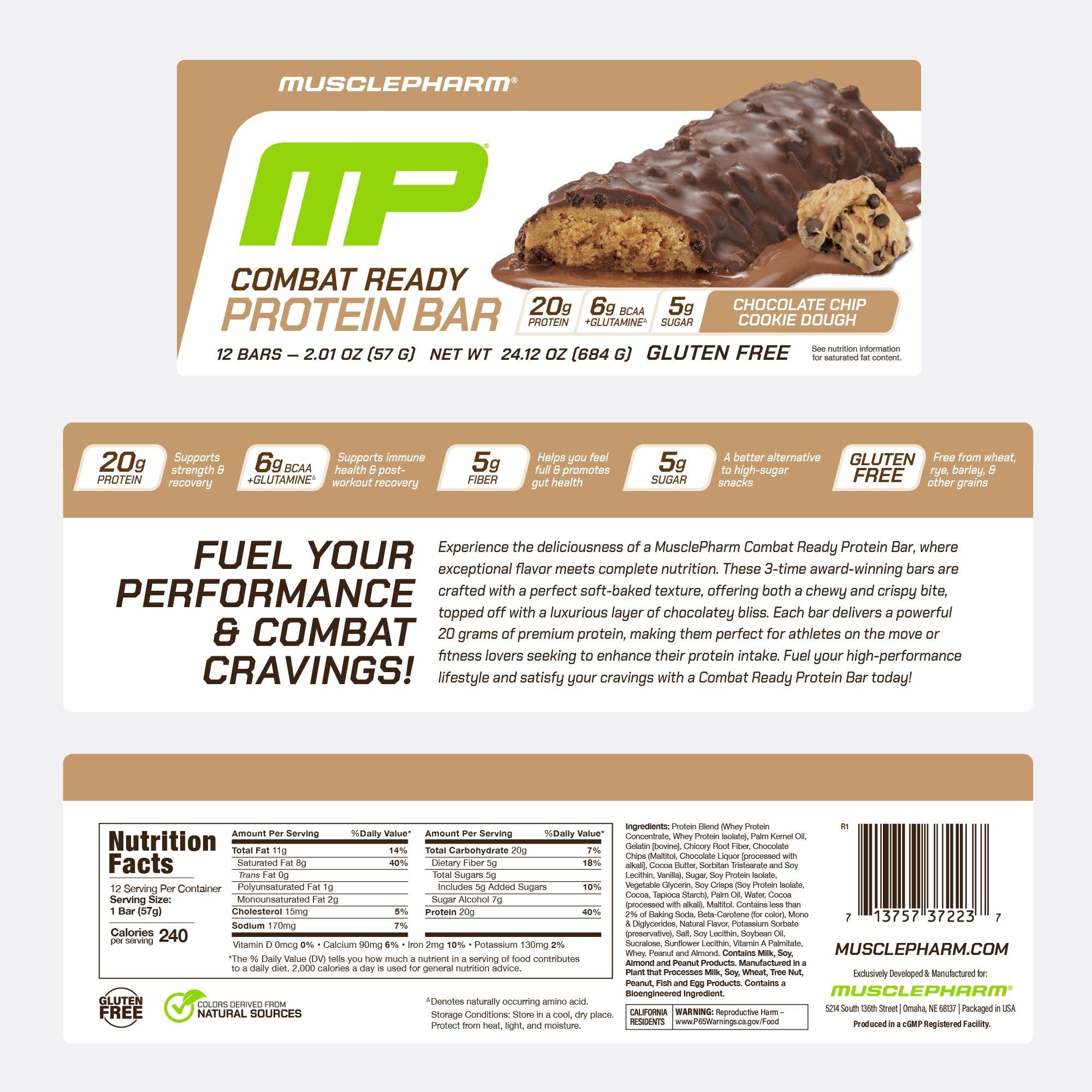 Energy-boosting MusclePharm Combat Sport Bar for on-the-go snacking.