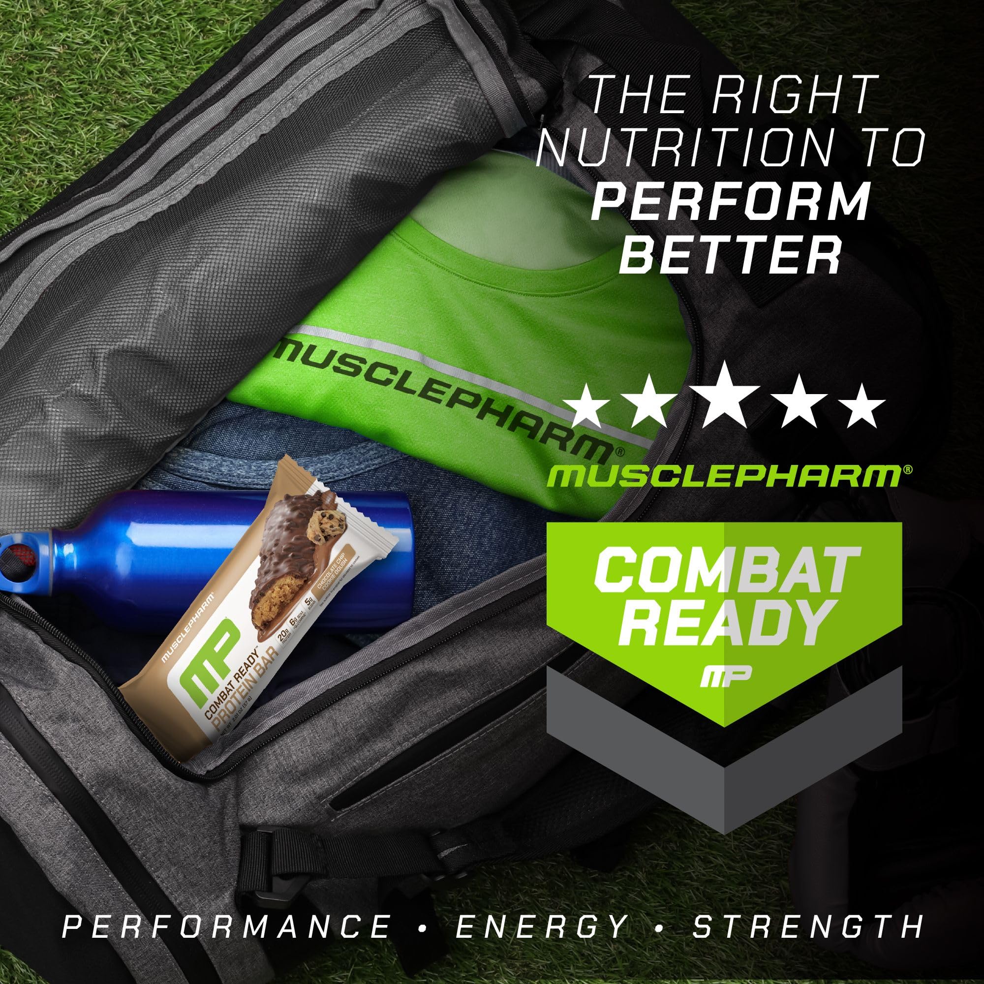 Ingredients panel of MusclePharm Combat Sport Bar highlighting chicory root fiber.