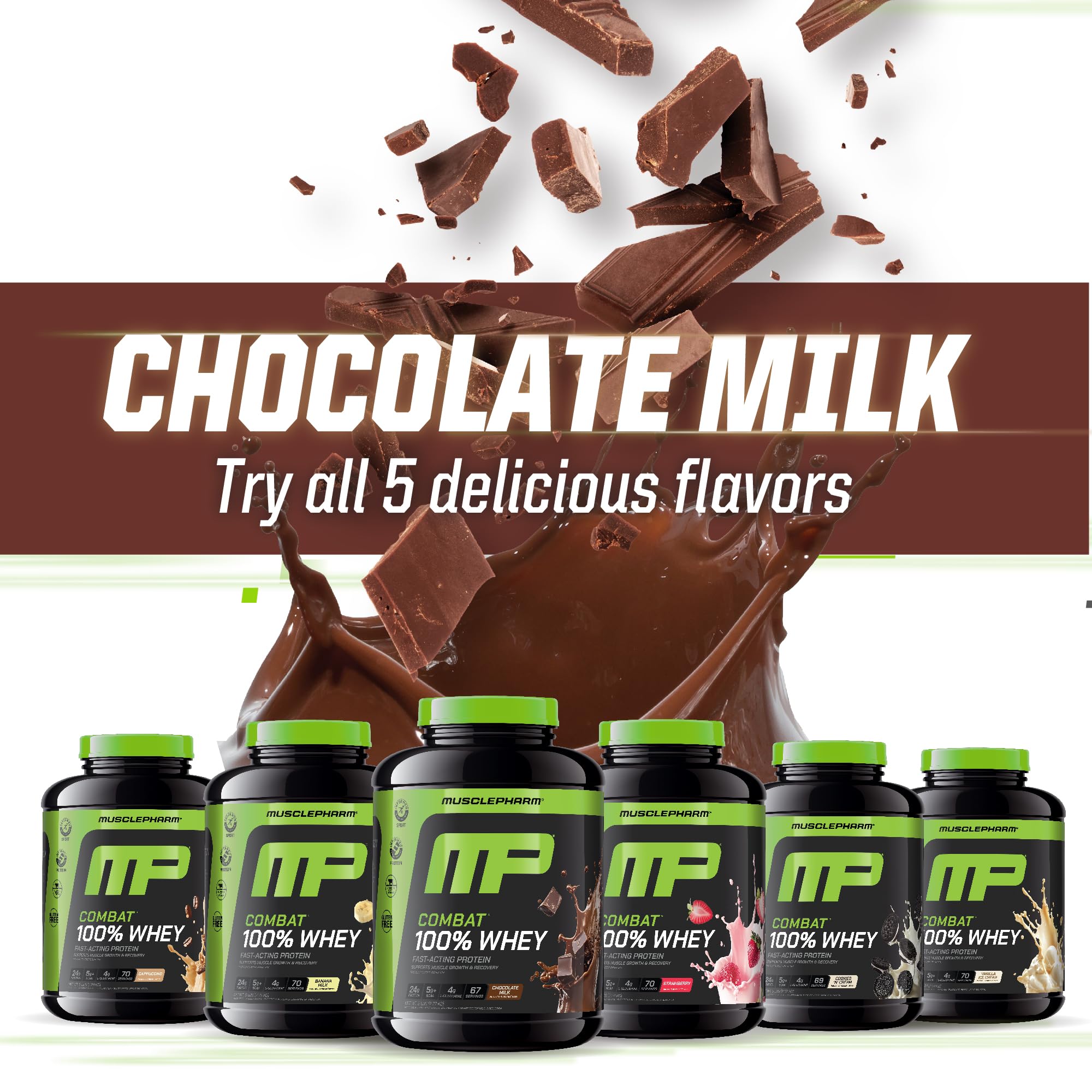 MusclePharm Combat whey chocolate milk mixer ready for a creamy shake