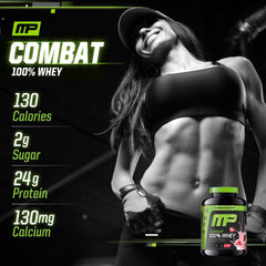 MusclePharm Combat Whey shake glass demonstrates a refreshing post-workout drink.