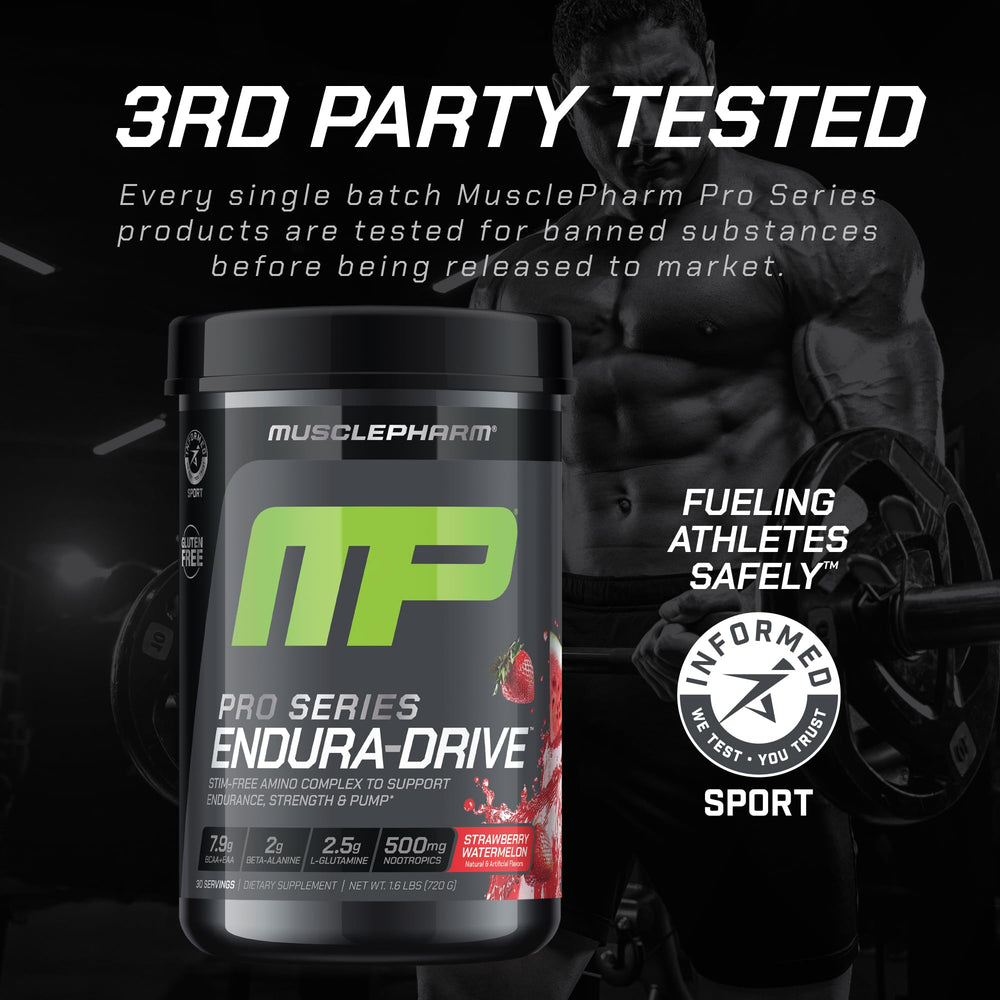 MusclePharm Endura-Drive flavor Strawberry Watermelon aroma and refreshment.