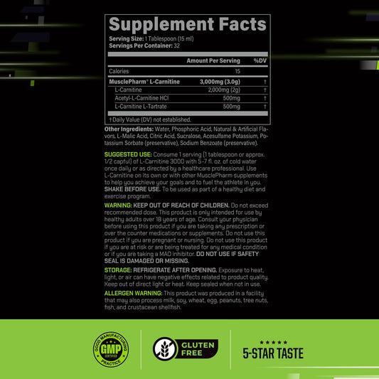 L-Carnitine 3000 liquid measurement showing precise serving for metabolism support