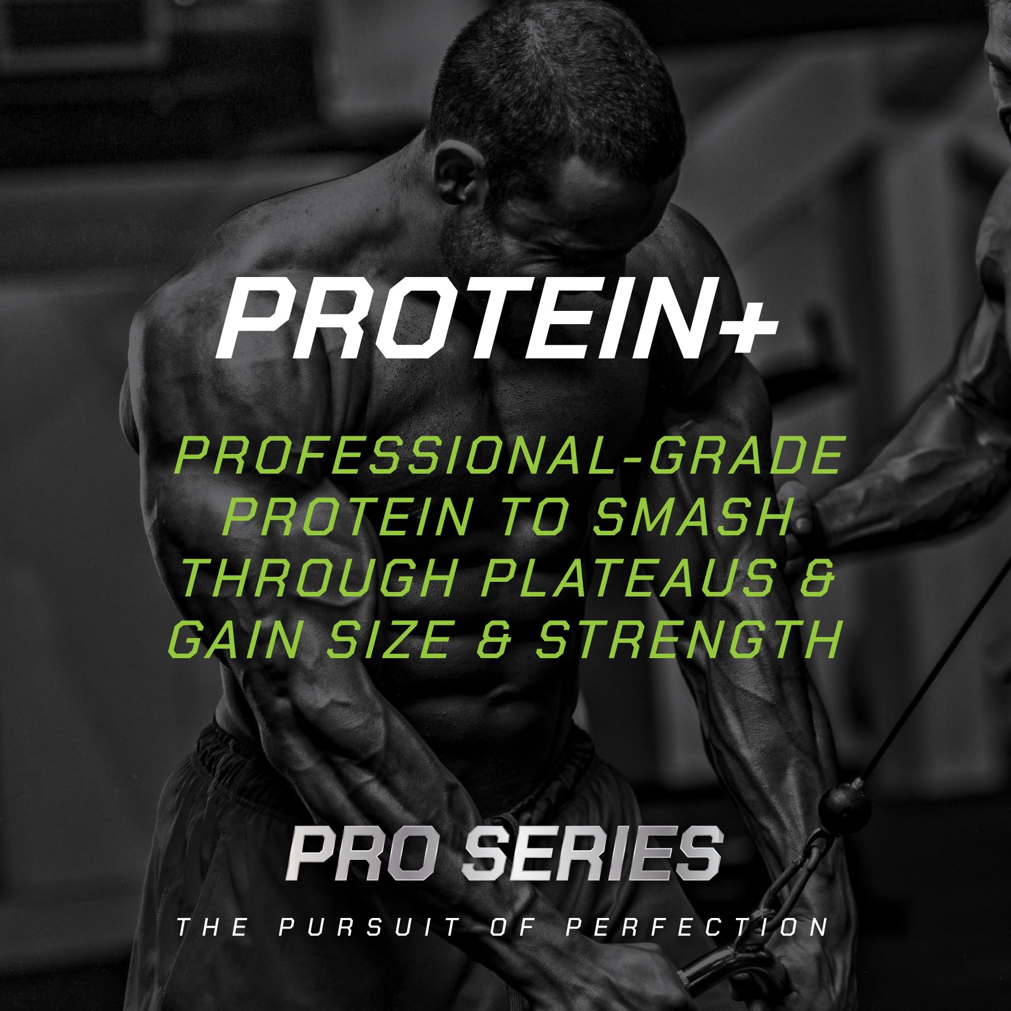 MusclePharm Pro Series Protein+ gym scene with elite training partner