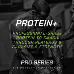 MusclePharm Pro Series Protein+ gym scene with elite training partner