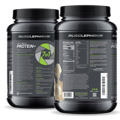 MusclePharm Pro Series Protein+ label transparency with Informed Sport badge.
