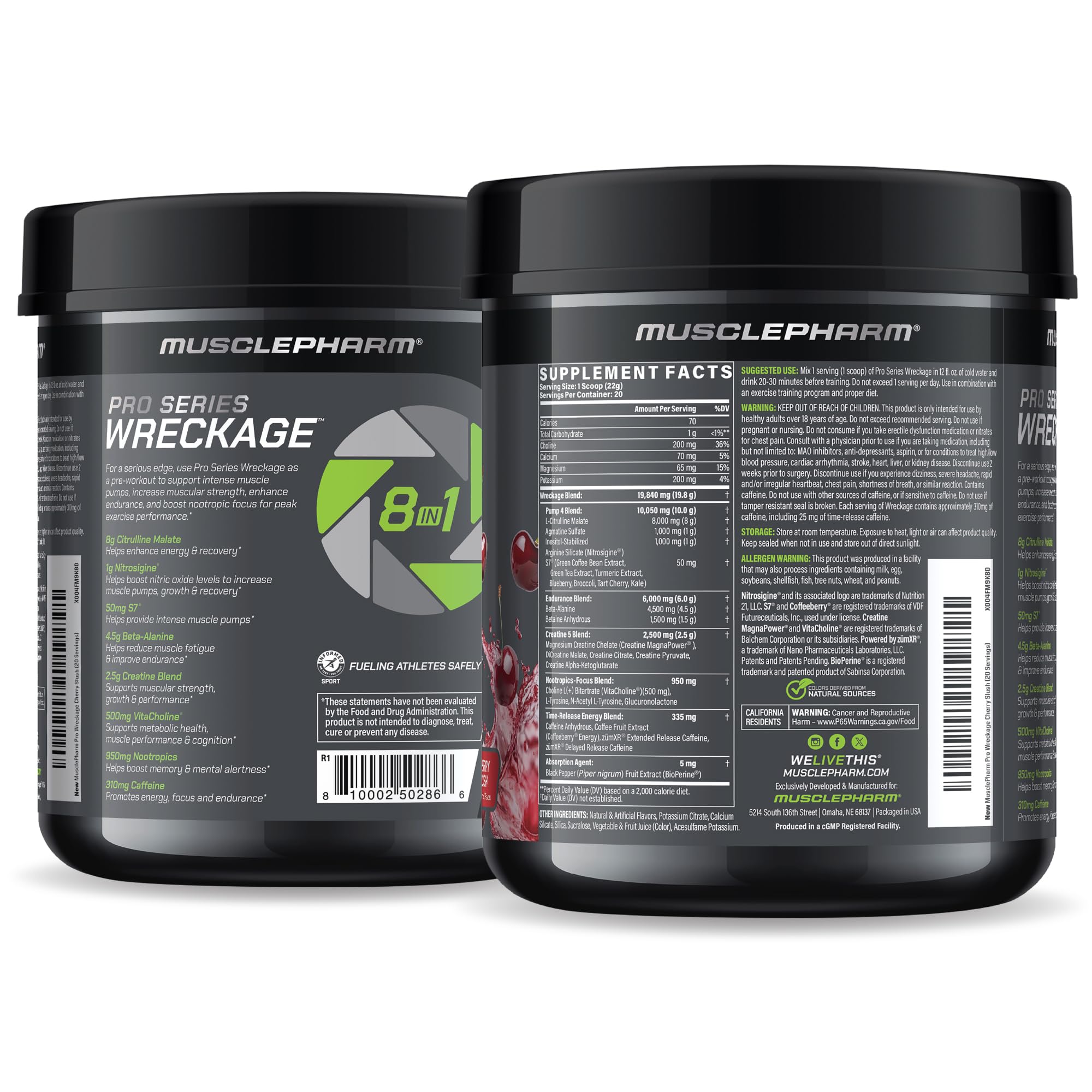 MusclePharm WRECKAGE Cherry Slush dissolves easily in cold water.