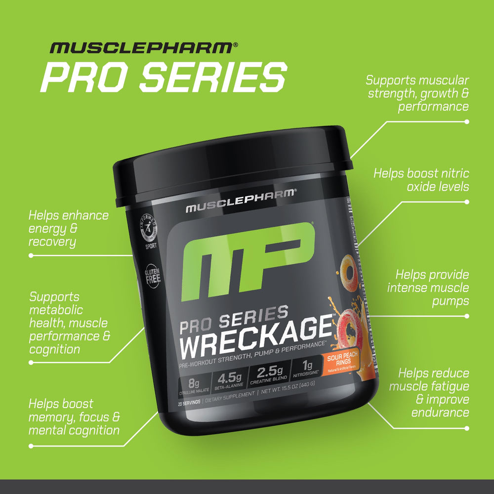 MusclePharm WRECKAGE powder scoop showing convenient serving size.