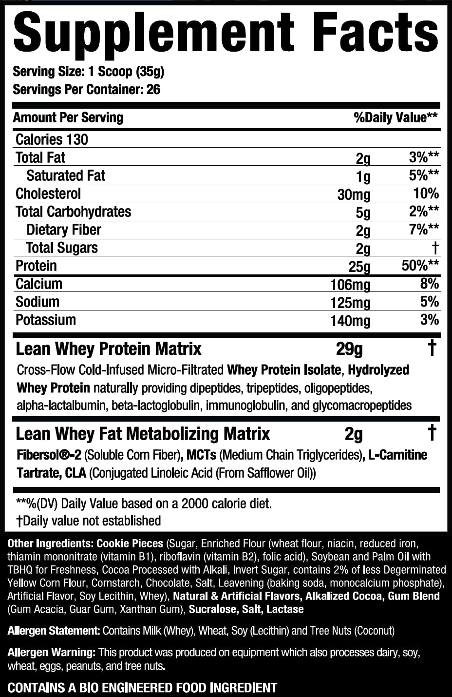 Musclesport Lean Whey Revolution Cookies N Cream with real cookie pieces for dessert-like shakes.