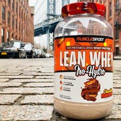 Musclesport Lean Whey Revolution flavor variety showcases indulgent options.