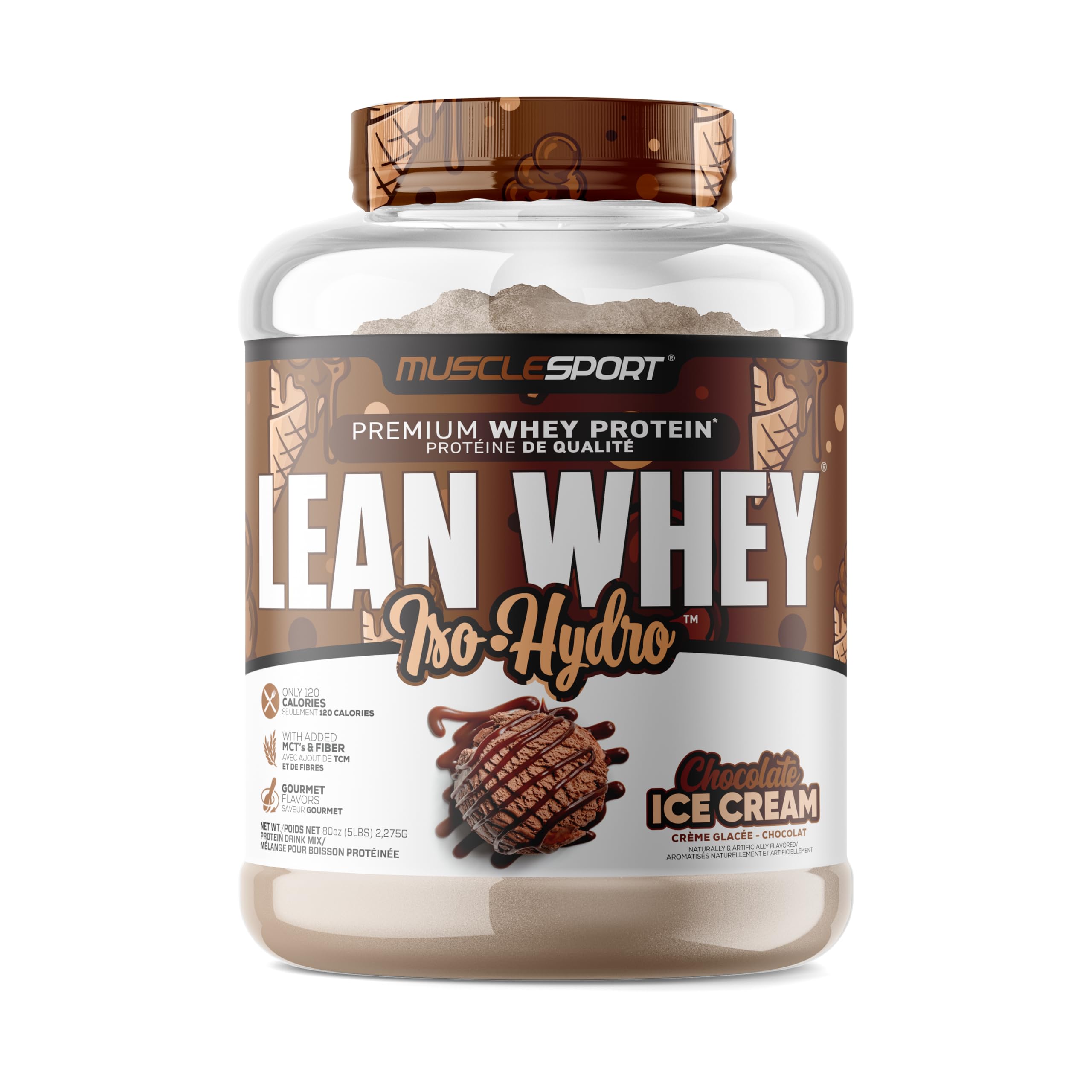 Ingredients label shows whey isolate and hydrolysate composition.