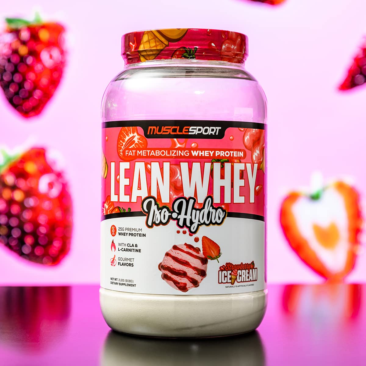 Musclesport Lean Whey Revolution ingredients panel details clean protein matrix.
