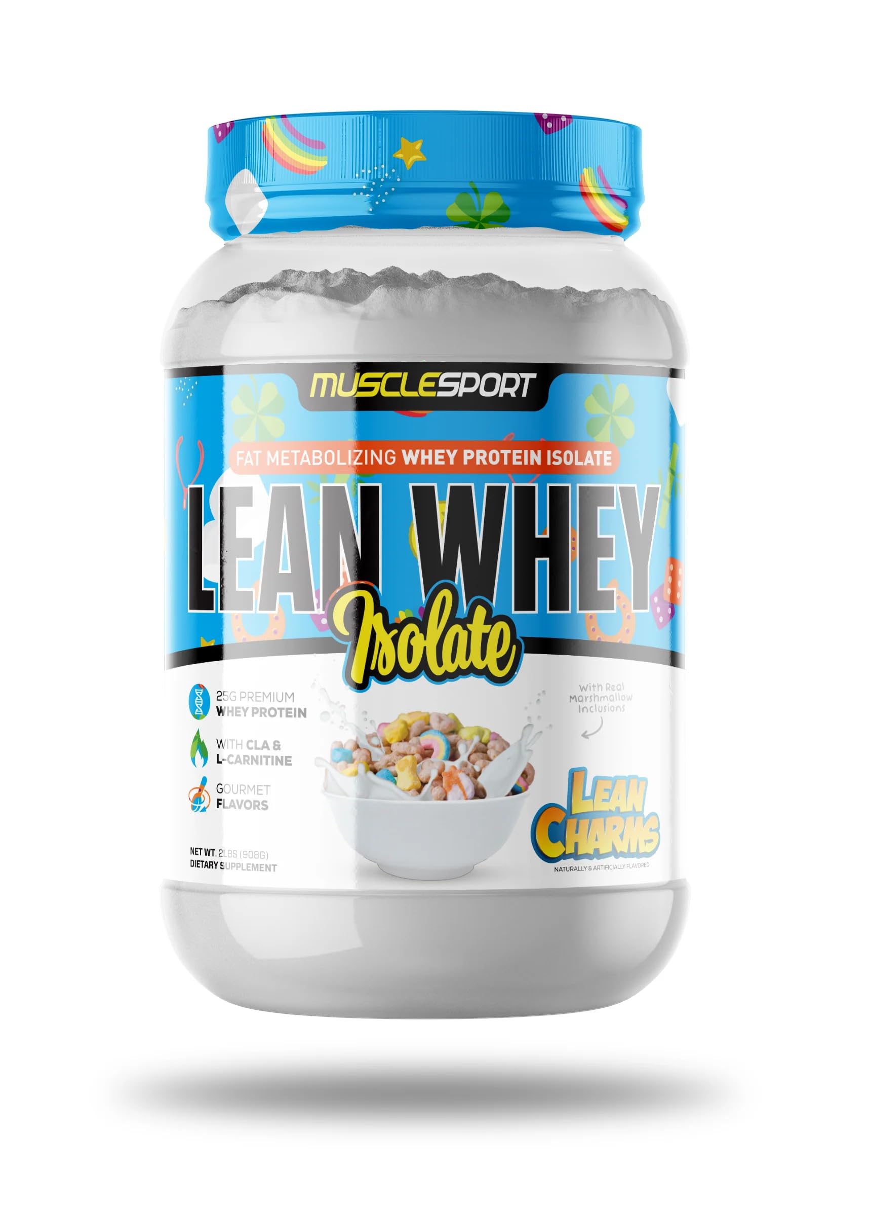 MuscleSport Lean Whey Revolution mix glass demonstrates smooth blending for fast shakes.