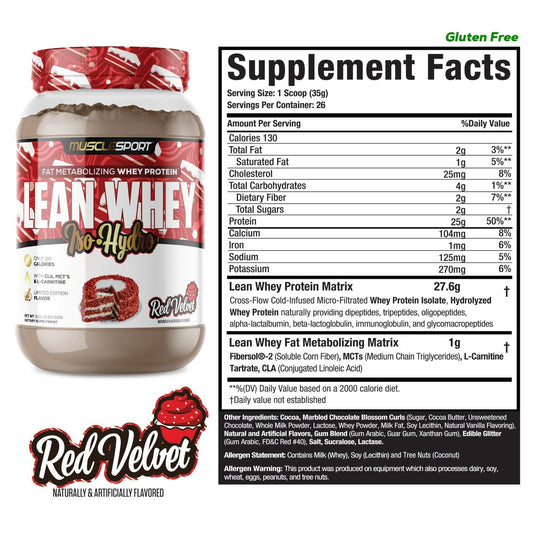 Musclesport Lean Whey Revolution red velvet powder for low cal shakes