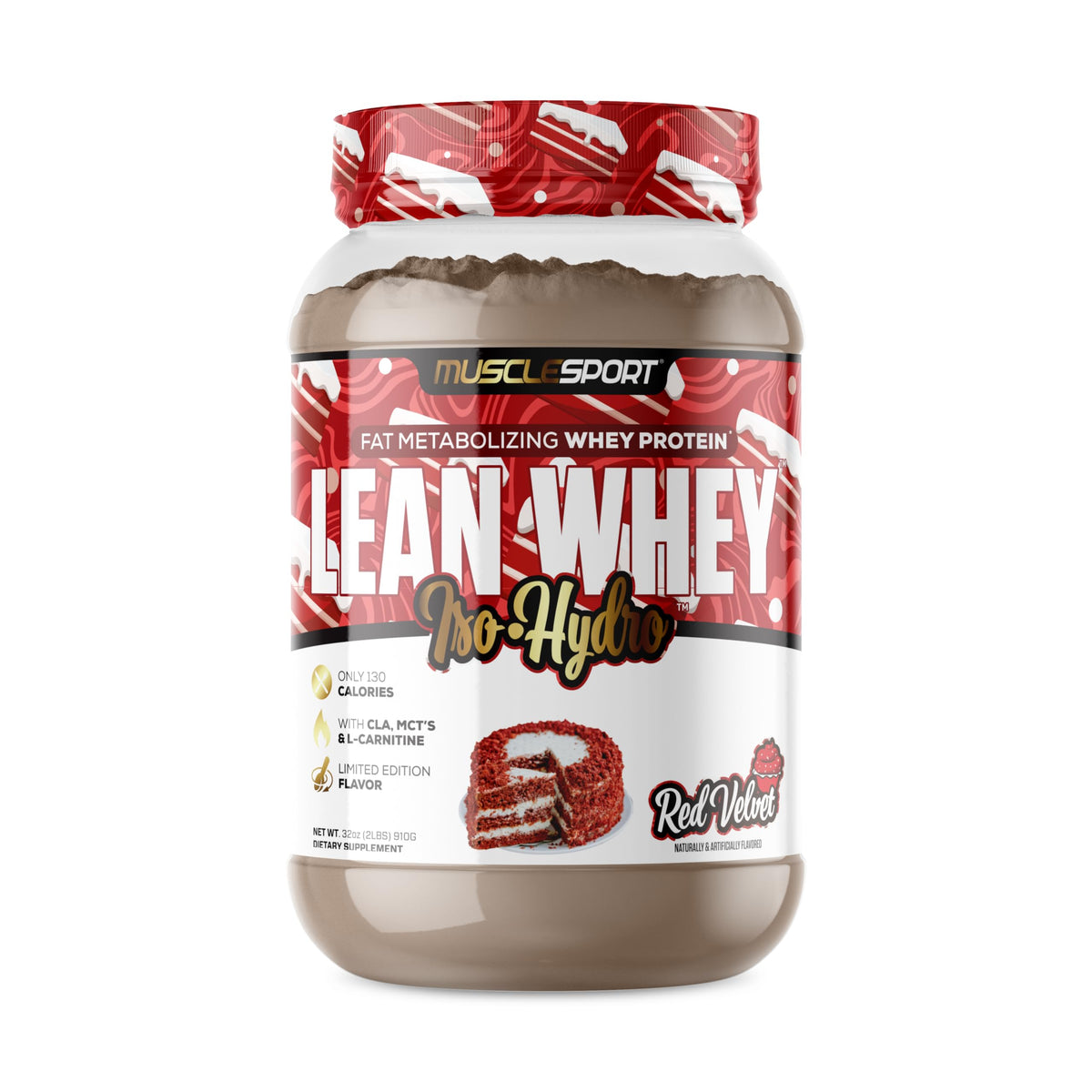 Musclesport Lean Whey Revolution tub closeup for lean gains support