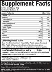 Musclesport Lean Whey Revolution tub with scoop shows low-calorie protein option.