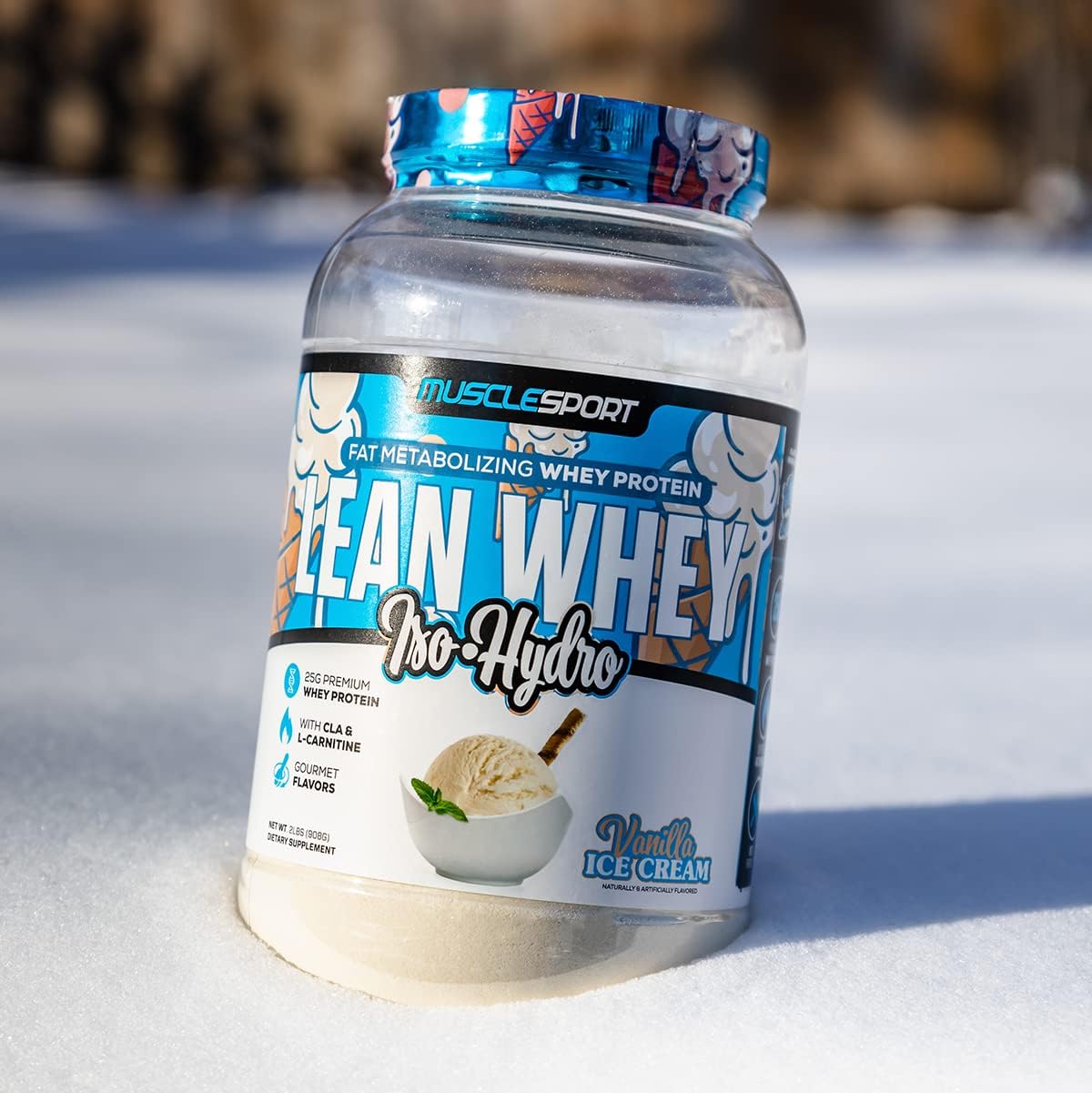 Musclesport Lean Whey Revolution vanilla flavor with real mix-ins.