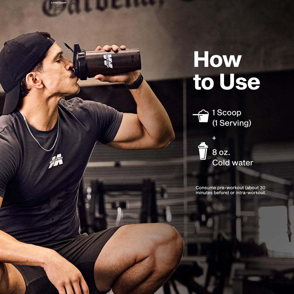 Workout scene featuring MuscleTech Amino Build as a post-lift refreshment