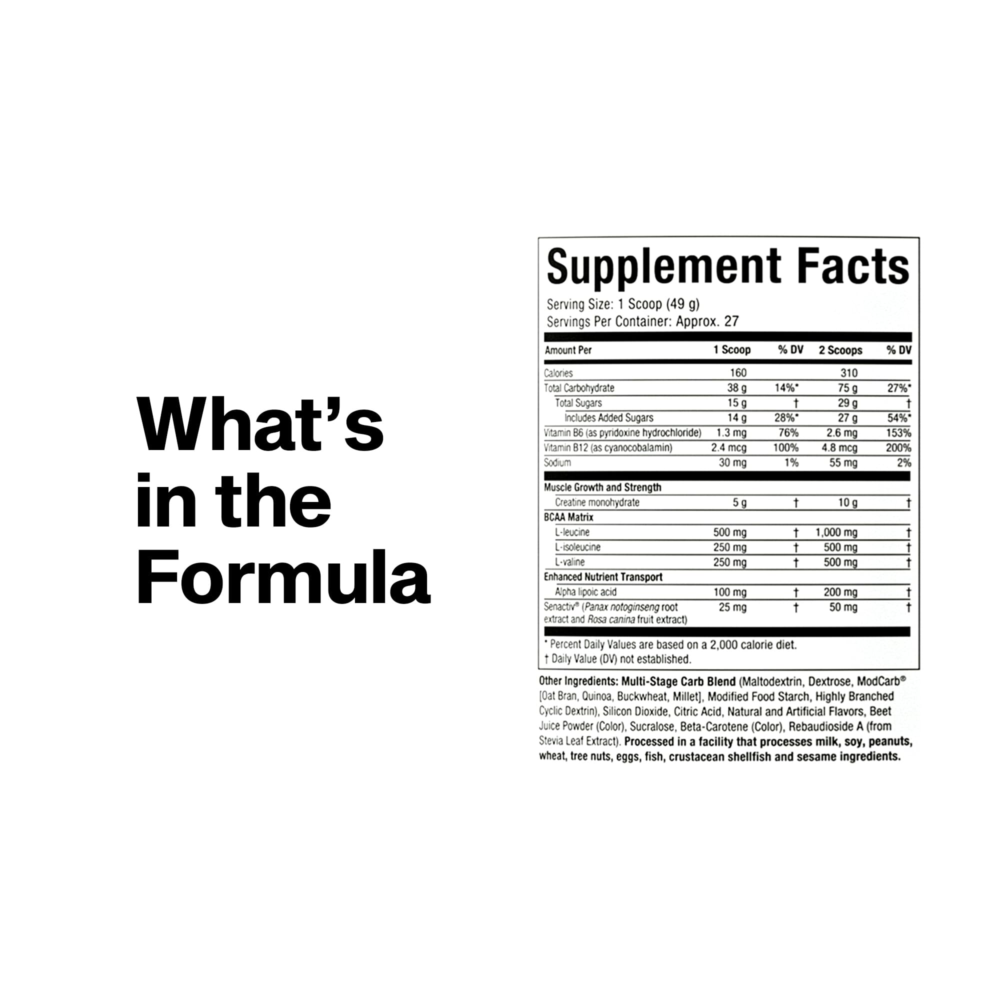 Ingredient panel highlights the clinically validated creatine blend.