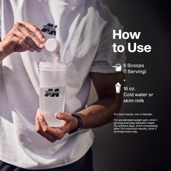 Muscletech Clear Whey iced tumbler showing a cold, refreshing sip.