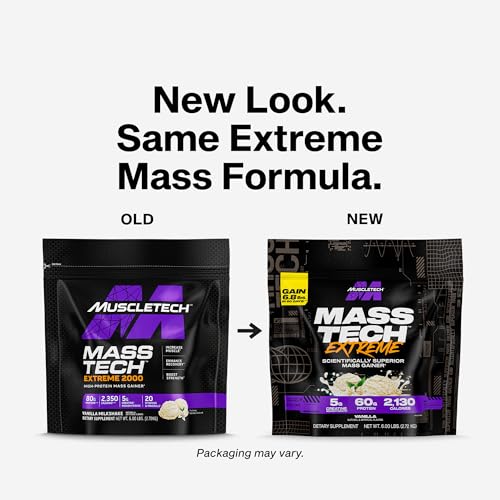 Mass Tech Extreme 2000 vanilla milkshake shake in glass shows dense nutrition and flavor