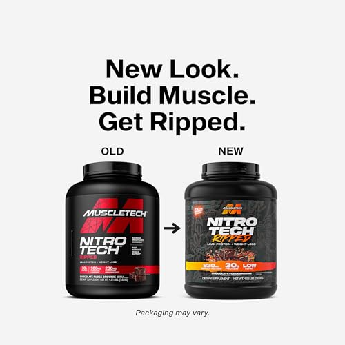 Nitro-Tech Ripped protein powder scoop ready to mix a shake.