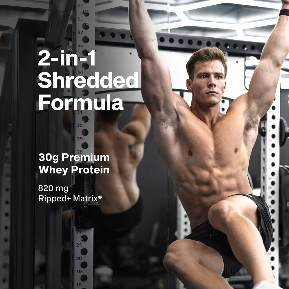 MuscleTech Nitro-Tech Ripped whey scoop showing convenient serving size.