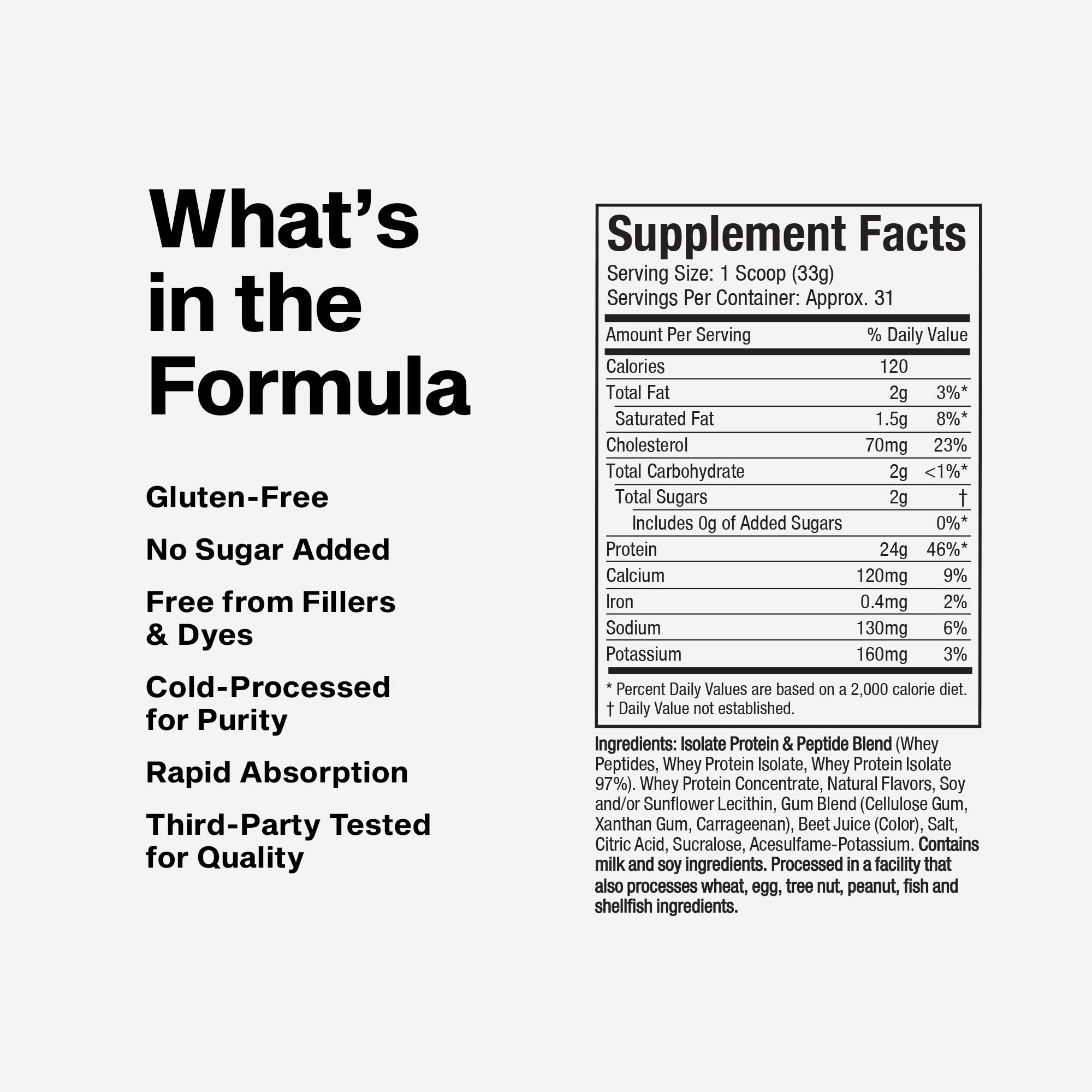 Nitro-Tech Whey Gold label highlights ingredients and nutrition for strawberry flavor.