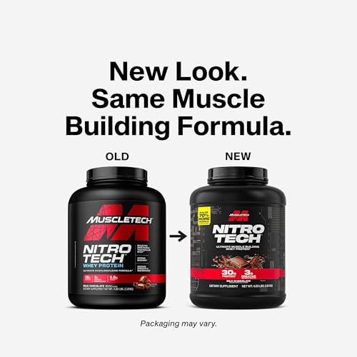 Nitro-Tech label closeup shows protein and creatine per serving.