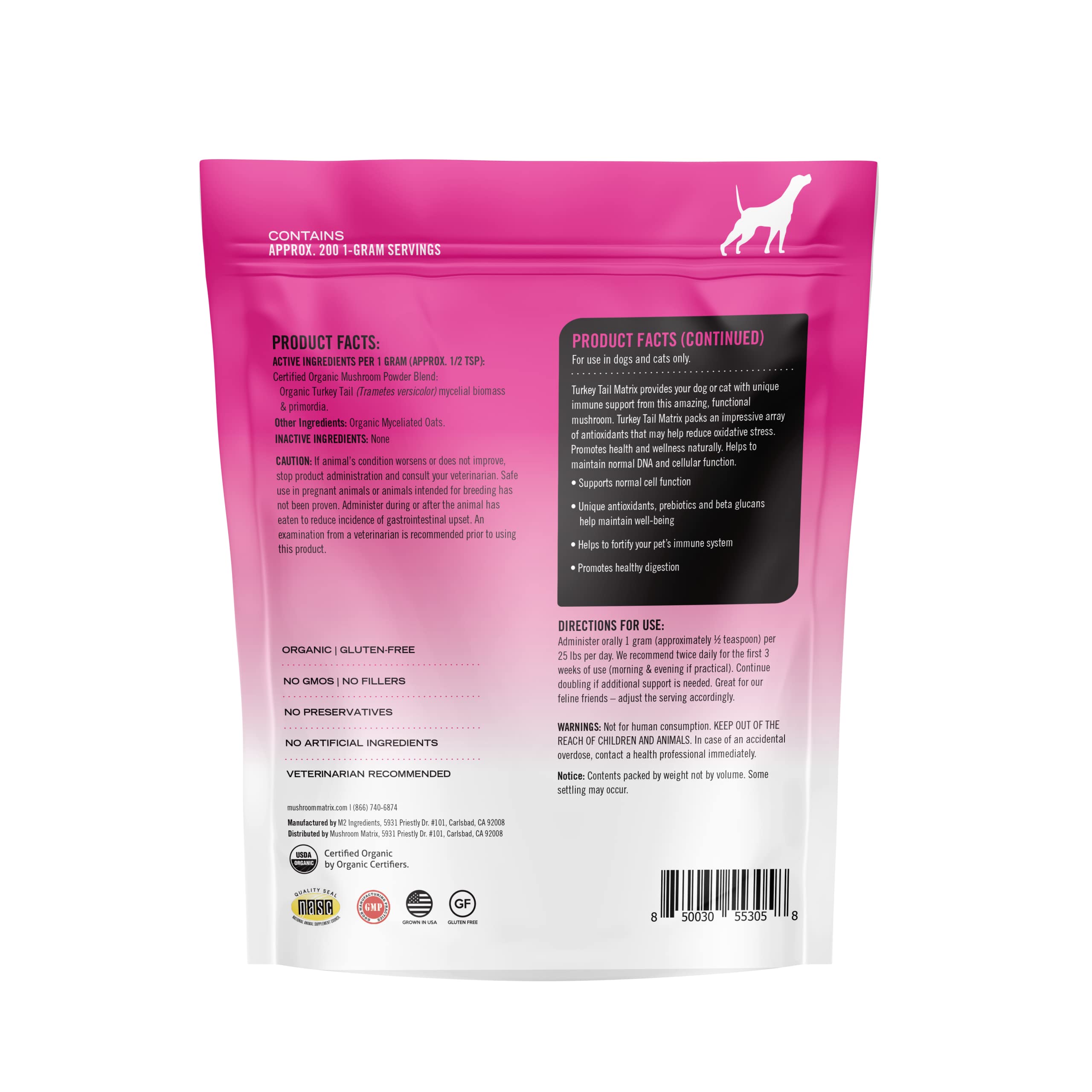 Mushroom Matrix organic turkey tail powder with scoop for easy dosing.