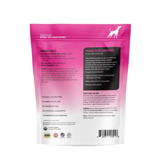 Mushroom Matrix organic turkey tail powder with scoop for easy dosing.