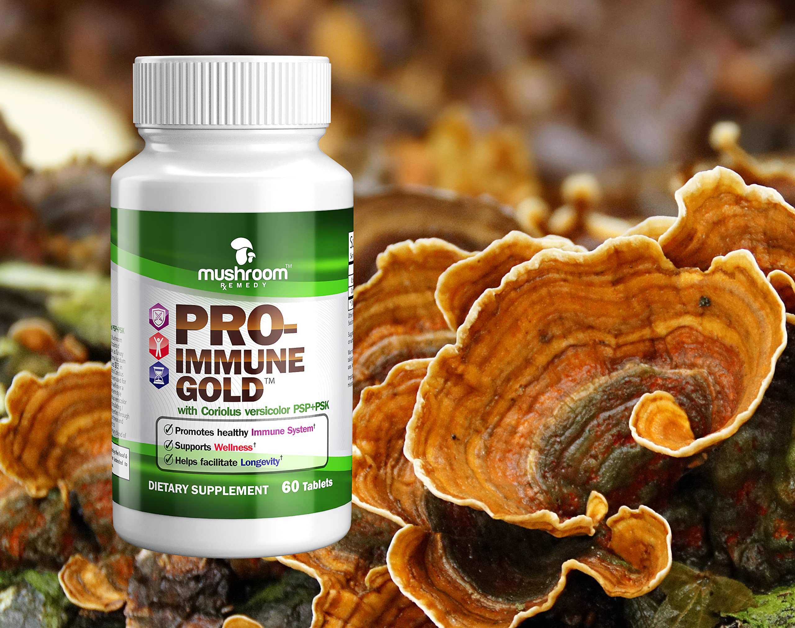 Ingredients panel shows Coriolus versicolor and Ganoderma lucidum extracts.