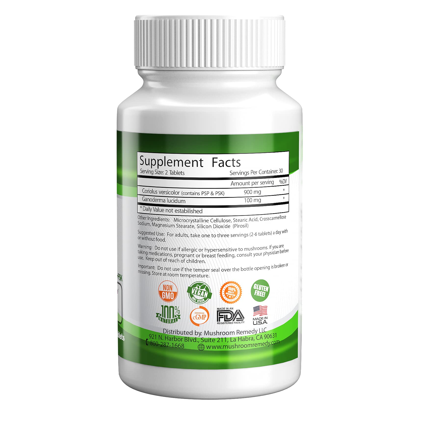 Product label lists PSP+PSK and Ganoderma lucidum features.