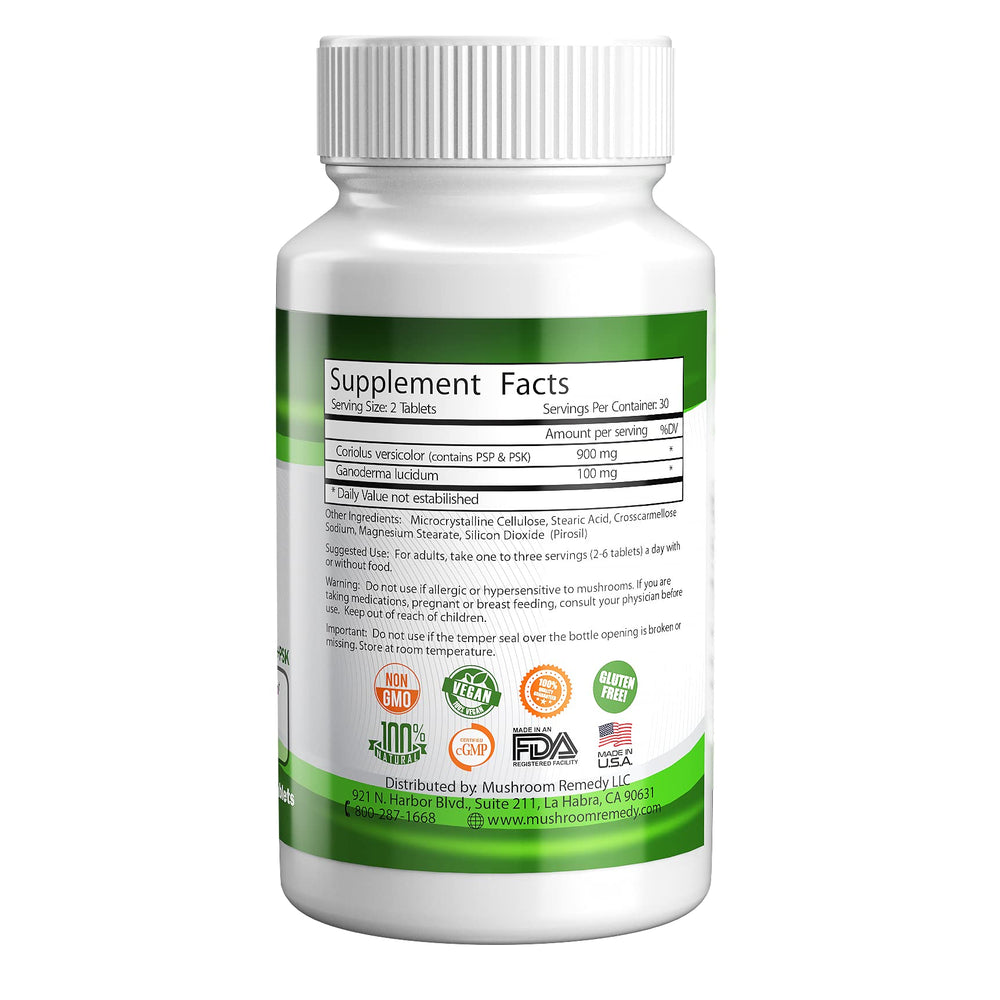 Product label lists PSP+PSK and Ganoderma lucidum features.