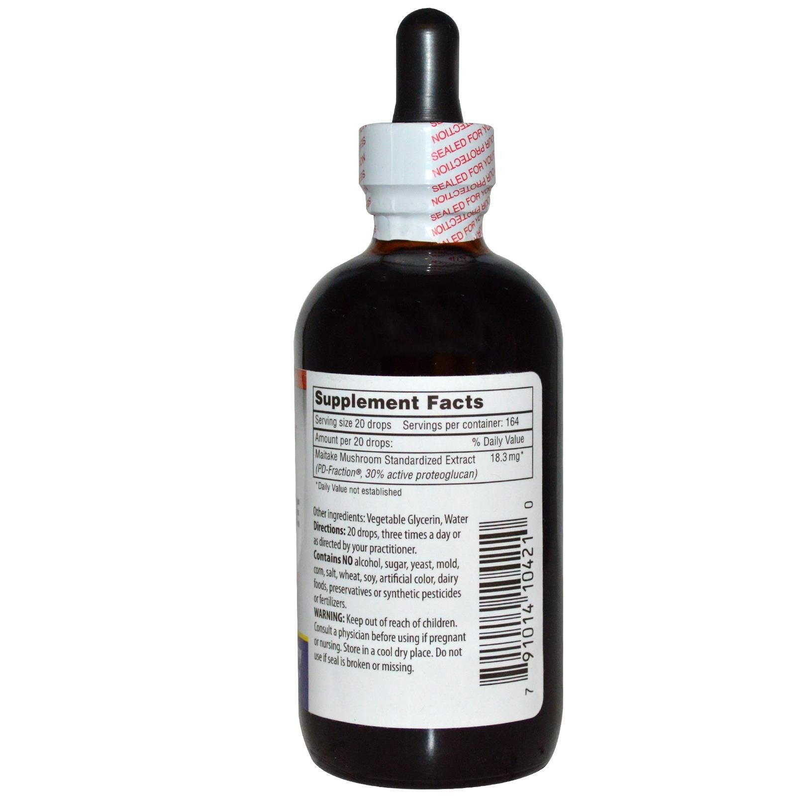 Mushroom Wisdom Grifron Maitake D Fraction dropper for convenient immune support dosing.