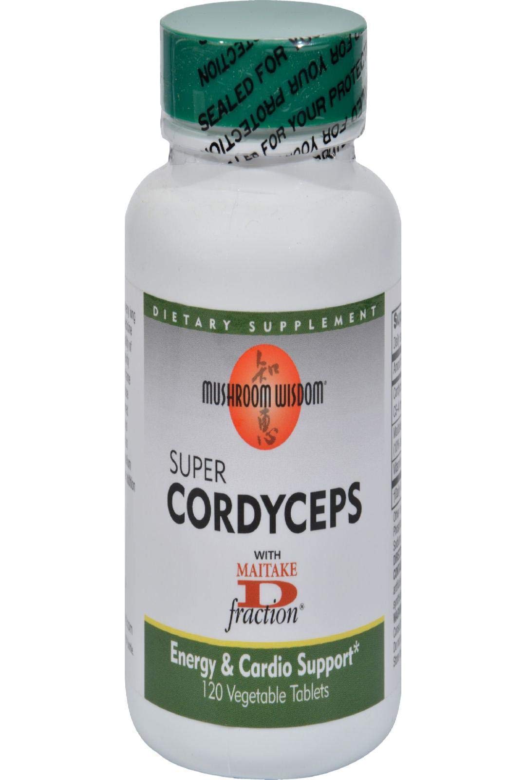 Mushroom Wisdom Super Cordyceps Caplets bottle front suggesting stamina support.