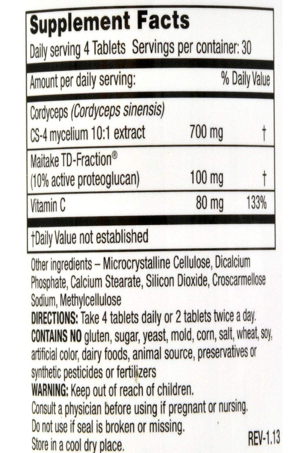 Mushroom Wisdom Super Cordyceps Caplets bottle pour demonstrating easy daily capsules.