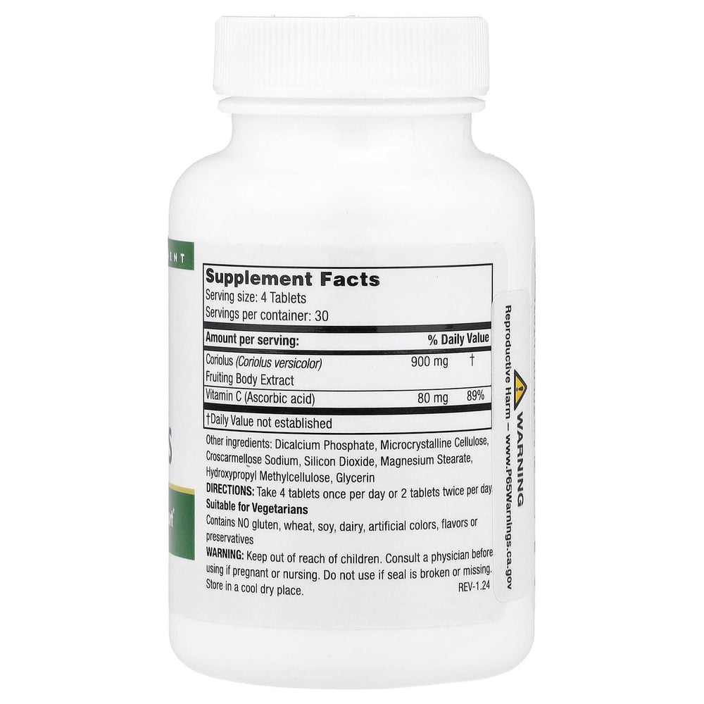 Super Coriolus label close-up showing vegetarian-friendly formula