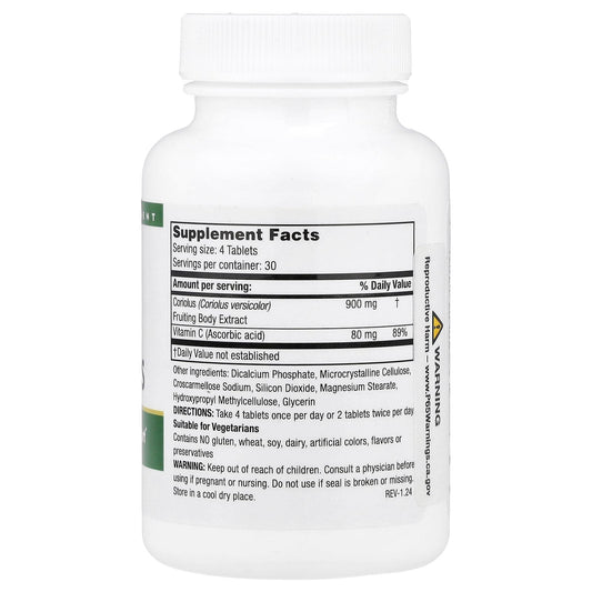 Super Coriolus label close-up showing vegetarian-friendly formula