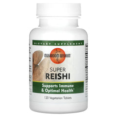 Mushroom Wisdom Super Extract Reishi bottle front, log-grown mushrooms for daily wellness.