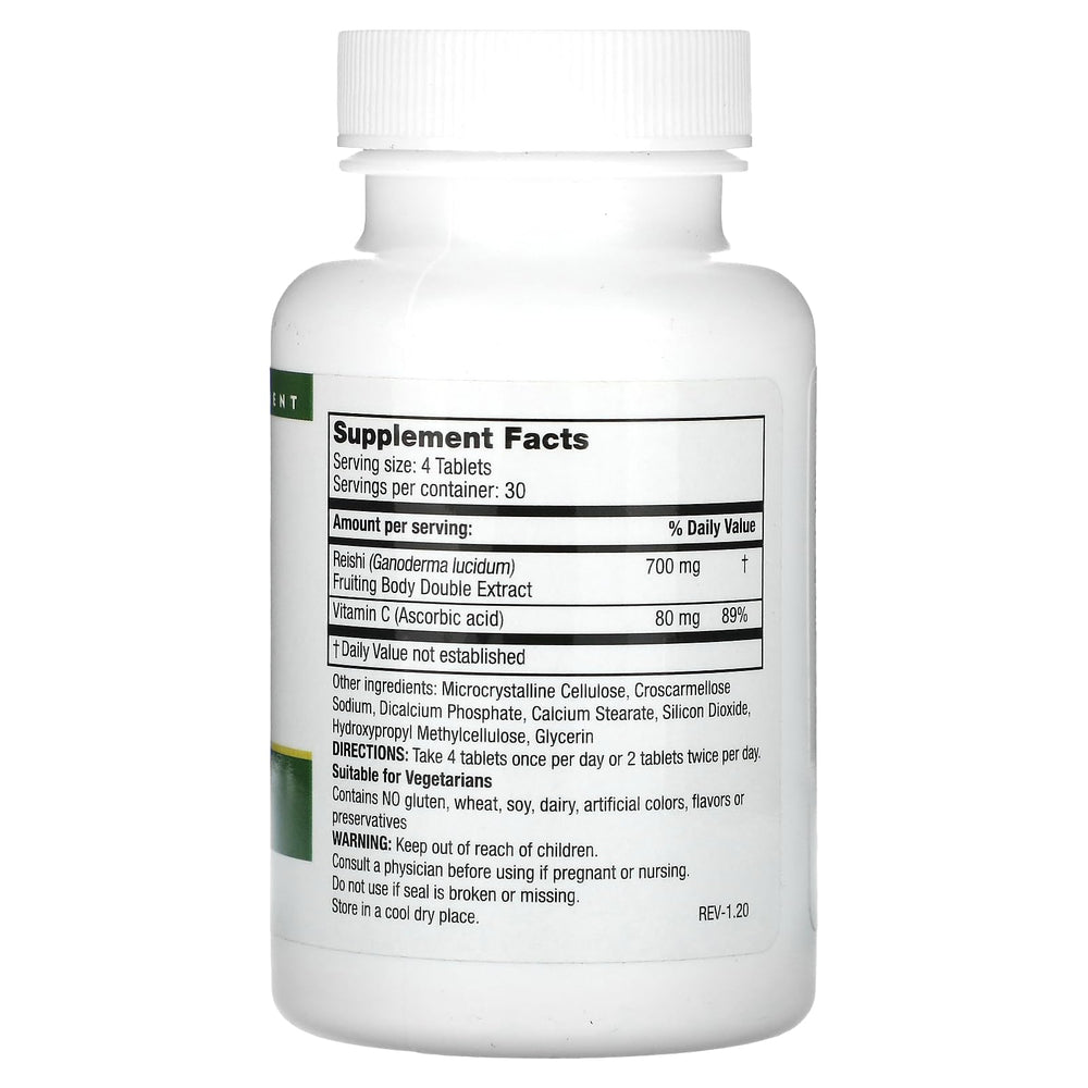 Mushroom Wisdom Super Extract Reishi capsules close-up, vegetarian caplets for daily use.