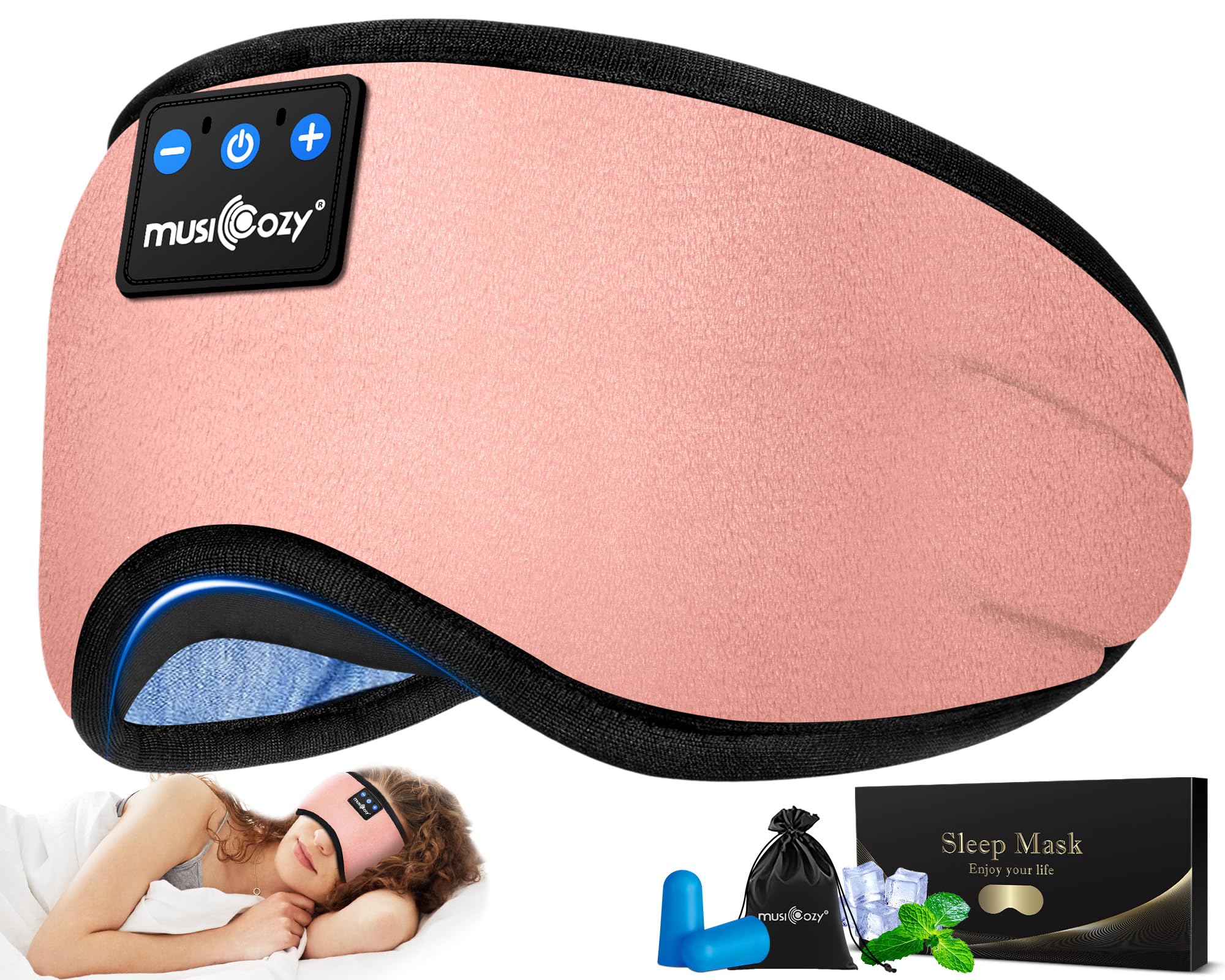 MUSICOZY Sleep Headphones headband with soft velvet, ideal for side sleepers.