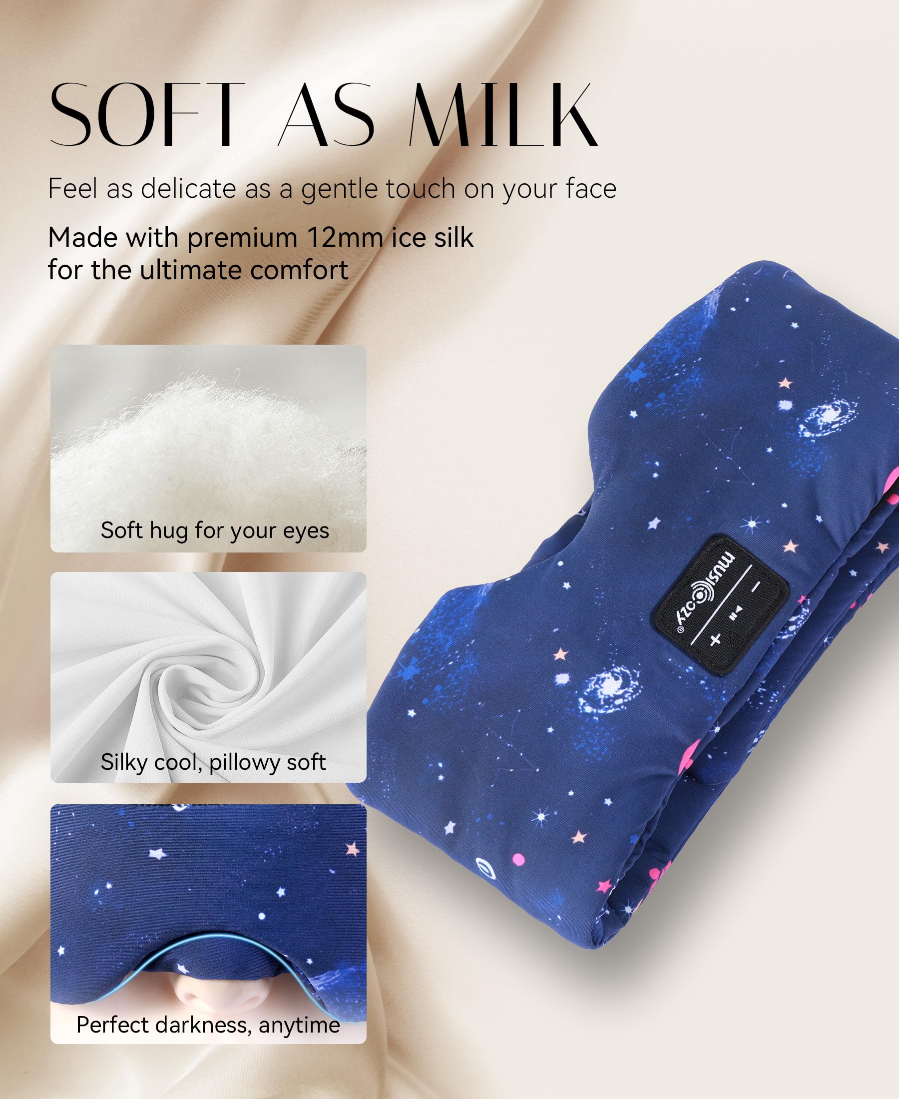 MUSICOZY ice silk texture close-up highlighting soft touch.