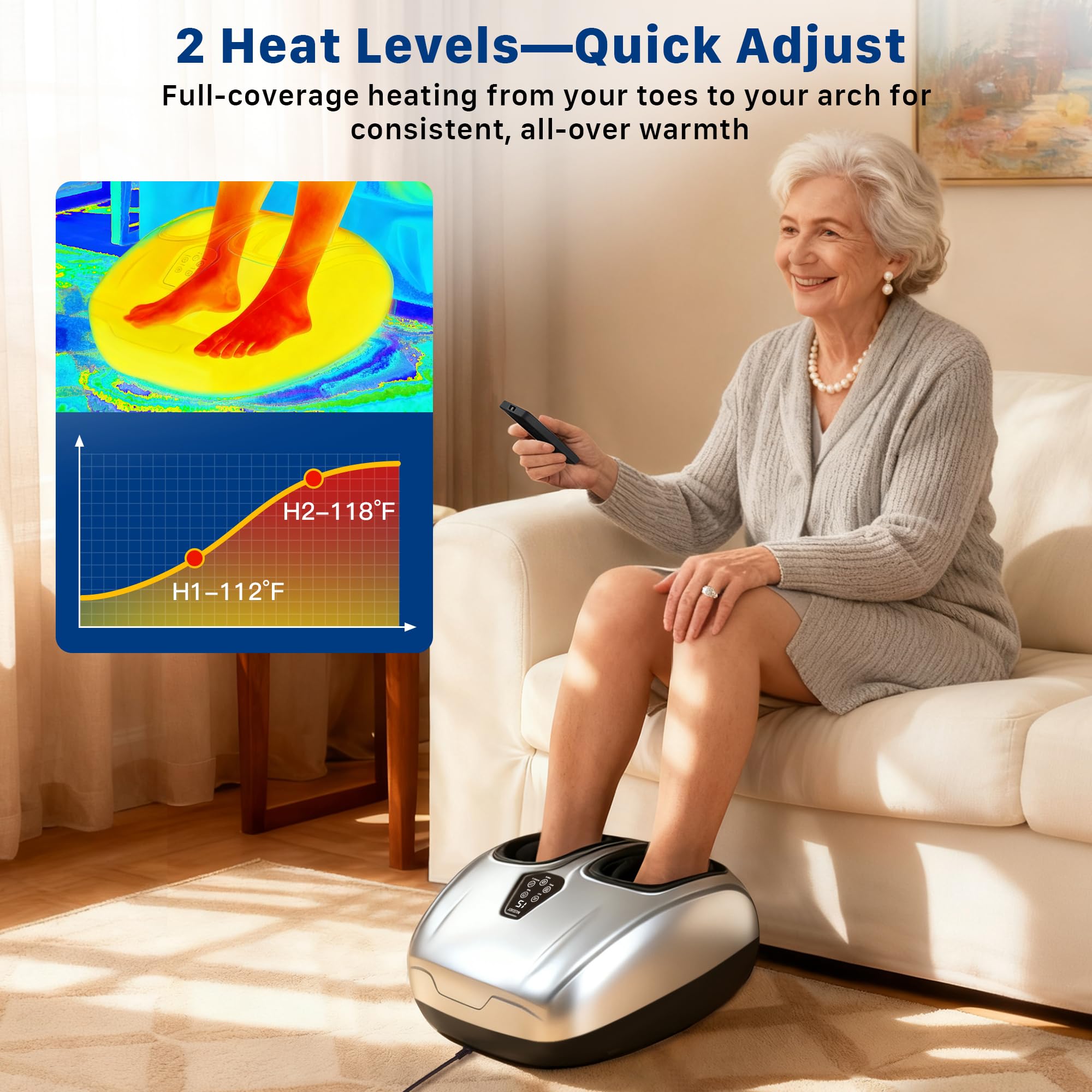Musugy Foot Massager remote control enables adjustments without bending.