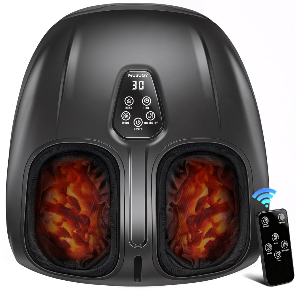 Musugy Shiatsu Foot Massager front view, compact design for home and office use.