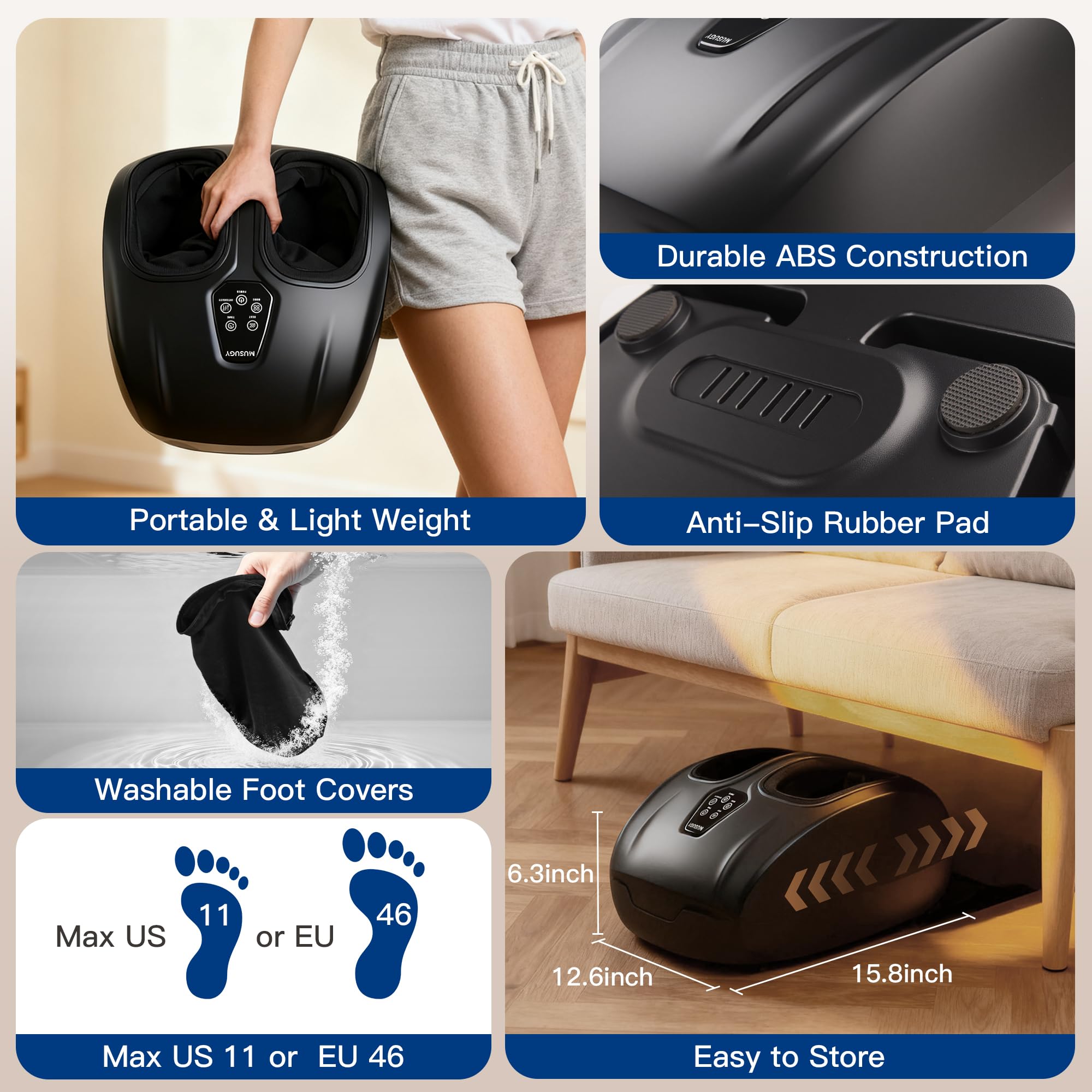 Musugy Shiatsu Foot Massager heat settings provide warmth during chilly evenings.